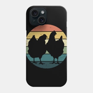 Retro Rainbow Hens for Chicken Lovers Phone Case