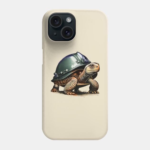 Tortoise with Helmet Phone Case by Midcenturydave