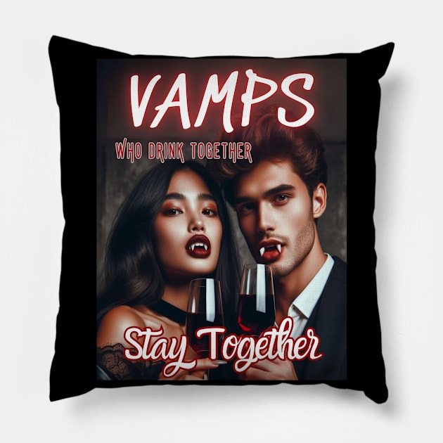 Vamps Who Drink Together, Stay Together v1 Pillow by GeekGirlsBazaar