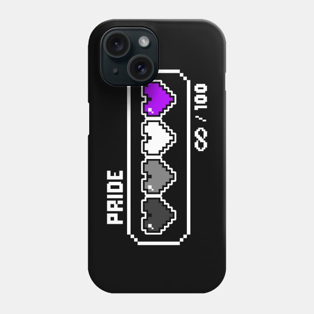 Asexual Pride Videogame Life Bar Hearts Phone Case by EmeryPens