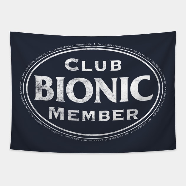 Bionic Club Member in White/Distressed Tapestry by YOPD Artist