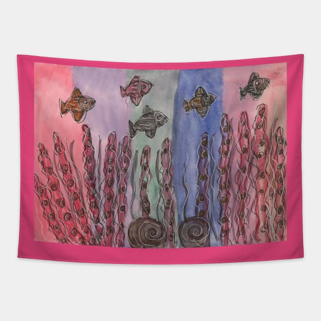 Fish in Colorful Light Tapestry by Mila-Ola_Art