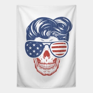 American Rock n Roll Quiff Skull Tapestry