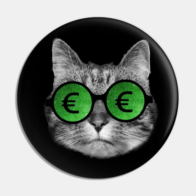 Cat and euro sign glasses Pin by Purrfect