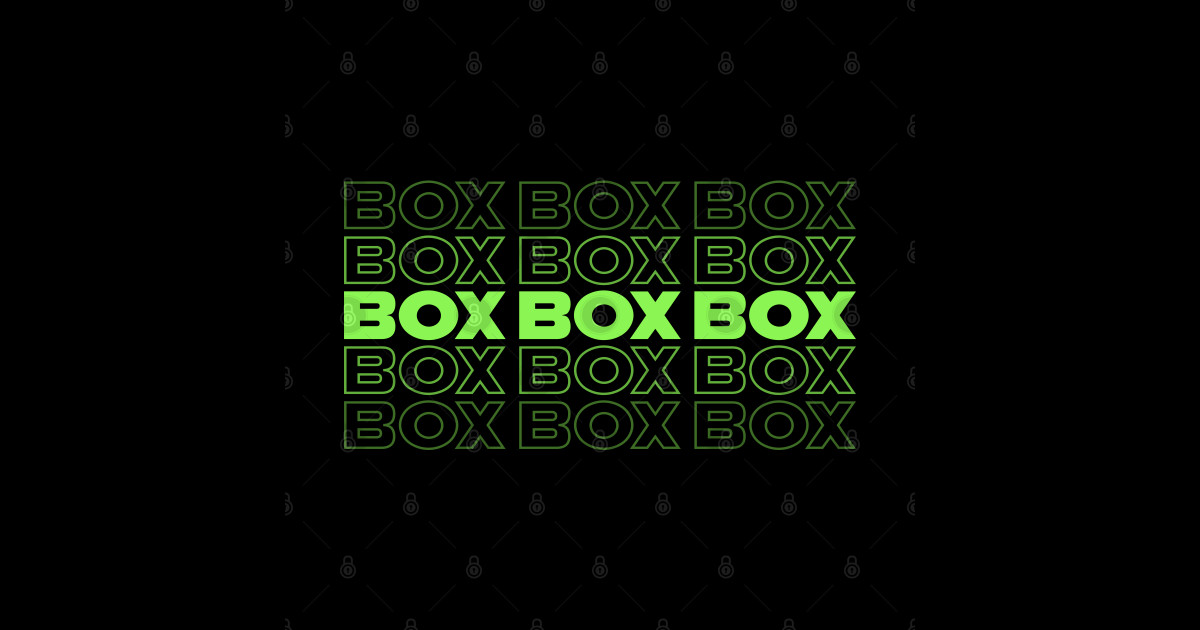 Box Box Box F1 Faded Green Text Design - Formula 1 - Sticker | TeePublic