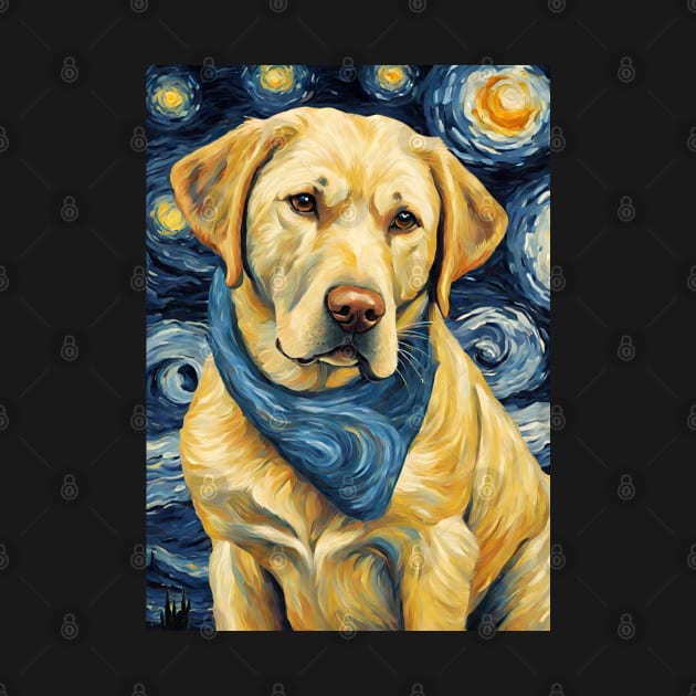 Labrador Retriever Dog Breed in a Van Gogh Starry Night Art Style by Art-Jiyuu