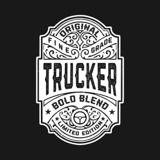 Trucker Funny Vintage Whiskey Bourbon Label Truck Driver T-Shirt