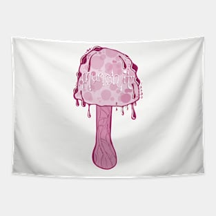 Munch It, Cute Pink Magic Mushroom Tapestry