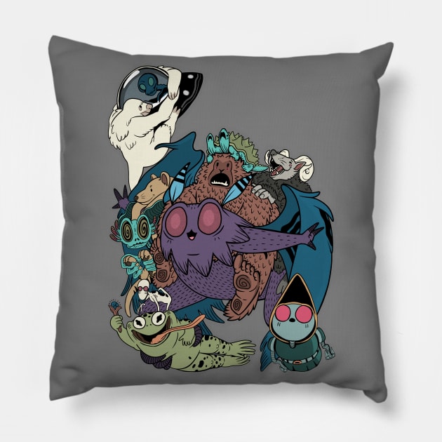 All My Friends Are Cryptids Pillow by Ballyraven