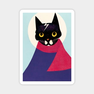 Harry Wizard Cat Retro Poster Vintage Art Cat Wall Wizard Pink Illustration Magnet