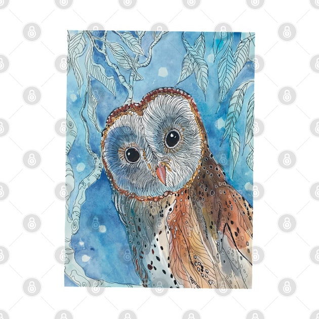 Owl in the woods by Janpaints