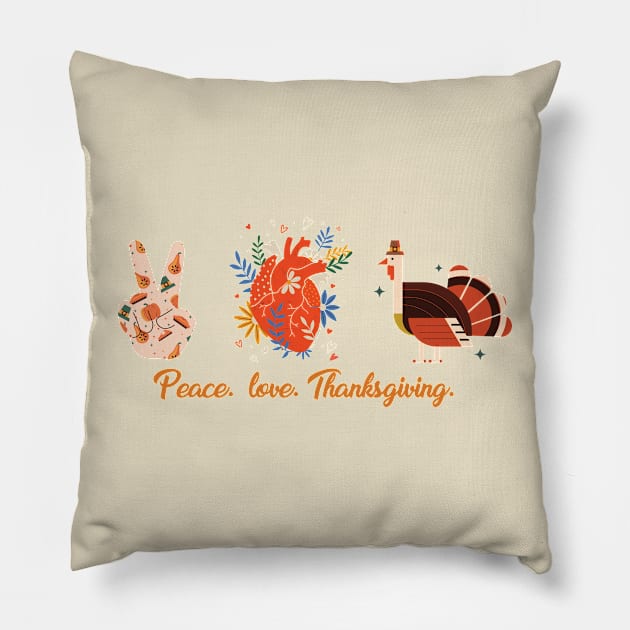 Peace love Thanksgiving Turkey Happy pattern Pillow by yassinebd