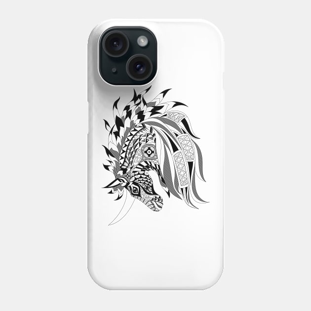 wild unicorn horse in mandala crazy pattern Phone Case by jorge_lebeau