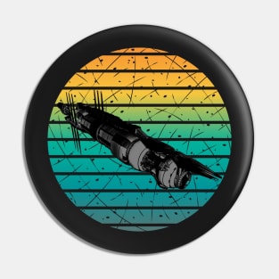 Space Station - Sunset - Black - Sci-Fi Pin