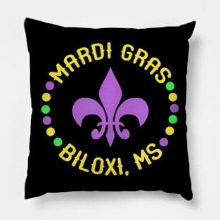 Mardi Gras Biloxi Mississippi Fleur De Lis Beads Ms Pillow