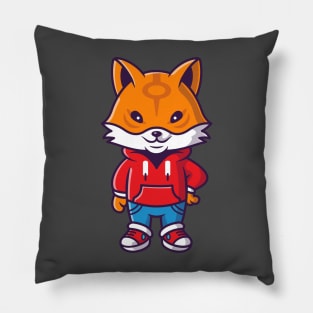 Cute Cool Fox Wearing Jacket Cartoon Pillow