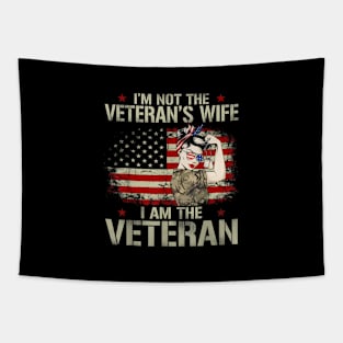 I Am Female Veteran American Flag Tapestry