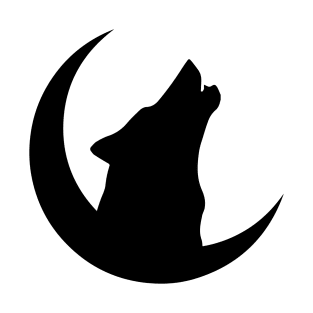 Wolf black silhouette howling to the moon T-Shirt