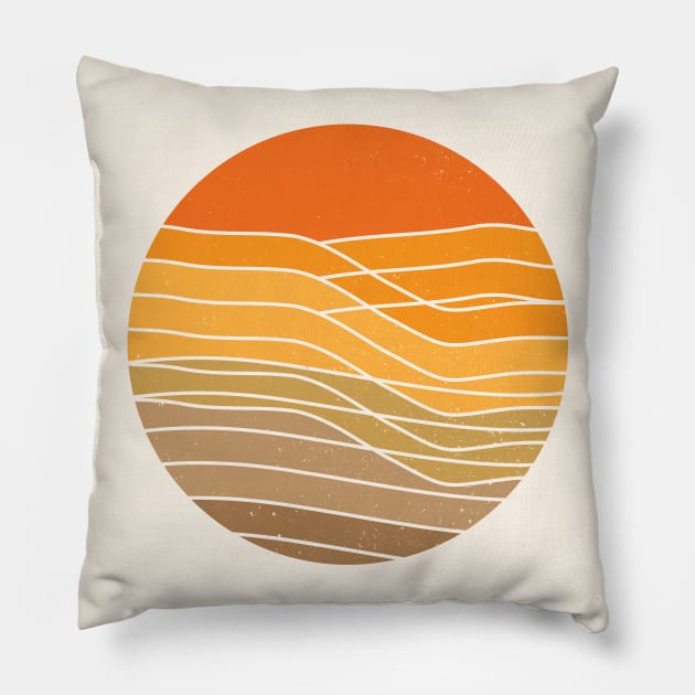 Sunset Waves Pillow by Vanphirst