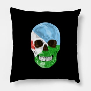 Djibouti Flag Skull - Gift for Djiboutian With Roots From Djibouti Pillow