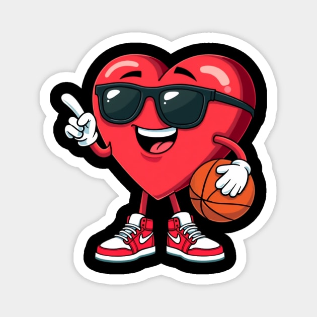 Basketball Valentines Day Heart Boys Valentines Kids Men Magnet by ArtistTee ⭐⭐⭐⭐⭐