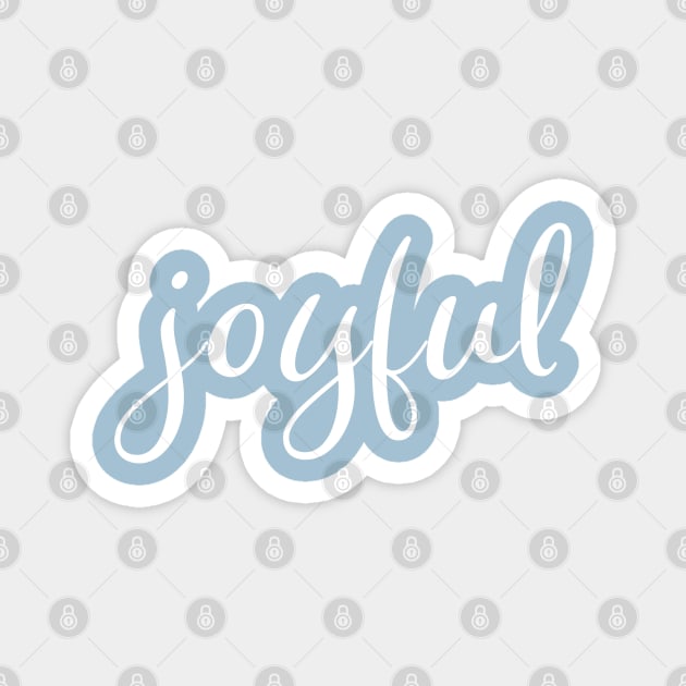 Joyful Christmas Holiday White Script on Pastel Blue Magnet by OneL Design