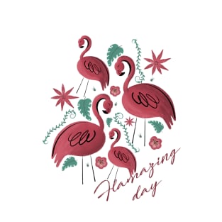 Flamazing day pink flamingos T-Shirt