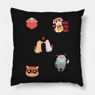 Dog Stickers Pillow