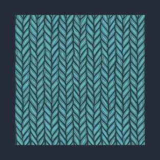 Teal Winter Knit Pattern Drawing T-Shirt