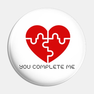 You Complete me Red Heart Puzzle Valentines Tee Shirt Pin