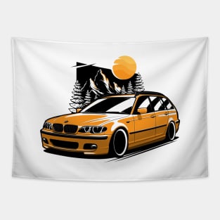 Yellow E46 Touring Mountains Tapestry