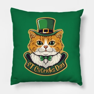 St Catricks Day Cat Pun Funny St Patricks Day Pillow