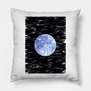 Bright Blue Moon Night Sky. For Moon Lovers. Bright Moon Collection Pillow