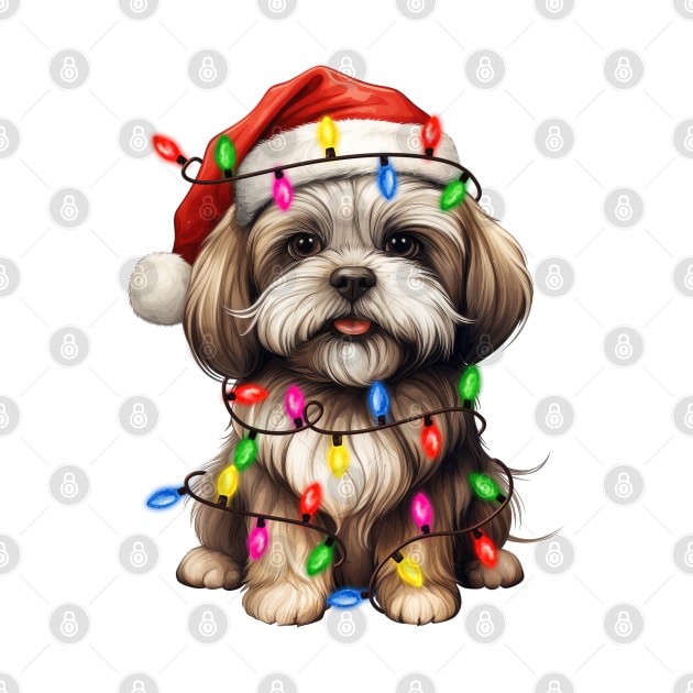 Christmas Lhasa Apso by Chromatic Fusion Studio