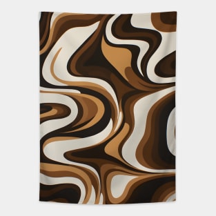 Retro 70s Swirl Brown Mid Century Abstract Tapestry