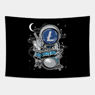 Astronaut Drummer Litecoin LTC Coin To The Moon Crypto Token Cryptocurrency Blockchain Wallet Birthday Gift For Men Women Kids Tapestry