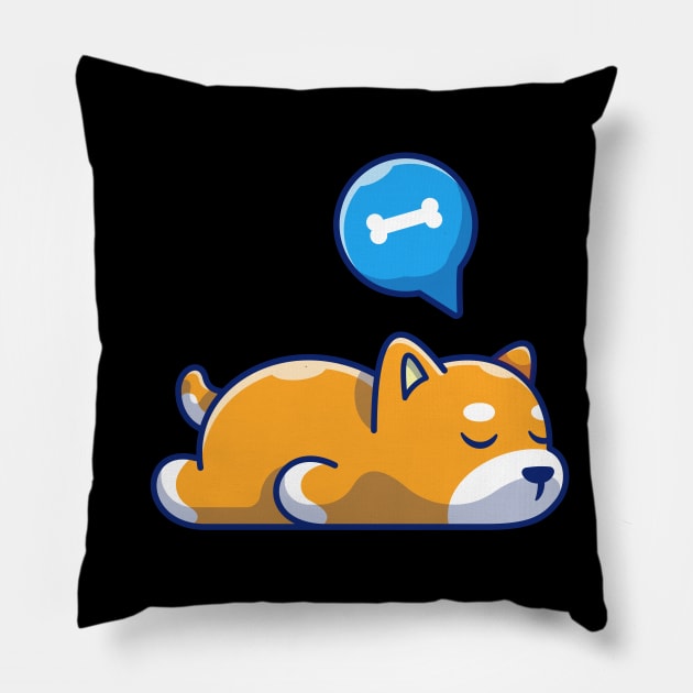 Cute Shiba Inu sleeping cartoon Pillow by Catalyst Labs