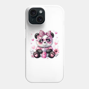 Valentine Panda Bear Drinking Ice Cream Phone Case