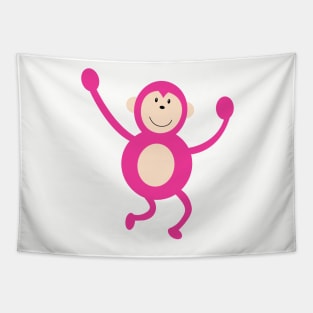 Cute Pink Dancing Monkey Tapestry