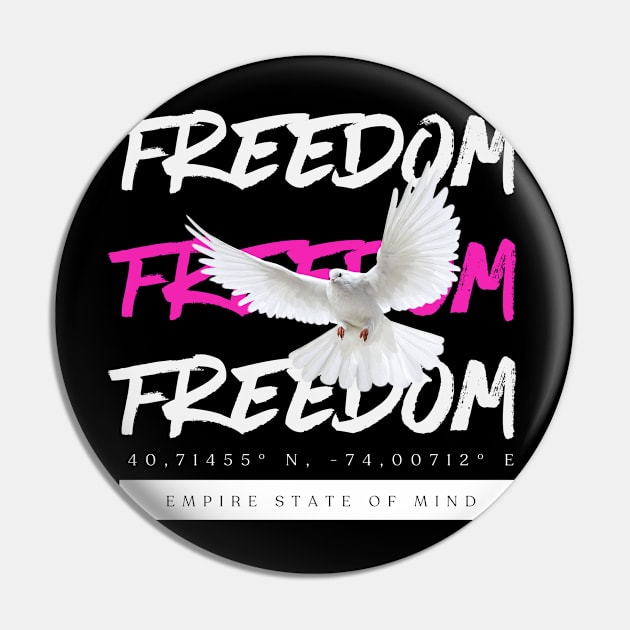 Black & Pink Freedom Streetwear Pin by Rdxart