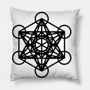 Metatron's Cube Sacred Geometry Black Pillow