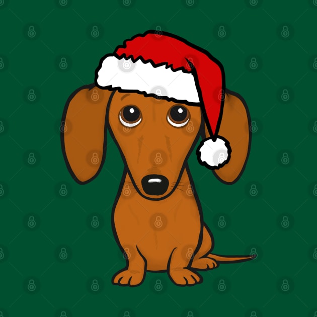 Dachshund Wearing A Santa Hat Cute Wiener Dog Christmas by Coffee Squirrel