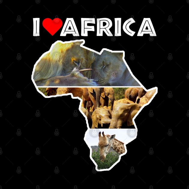 I Love Africa Wildlife Collage Map by PathblazerStudios