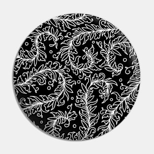 Lacy Leaves Black and White Pin