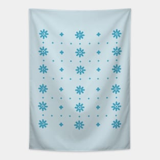 Christmas snowflake with blue stitches on light blue background Tapestry