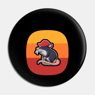 OK Plague Rat Red Hat Gradient Pin