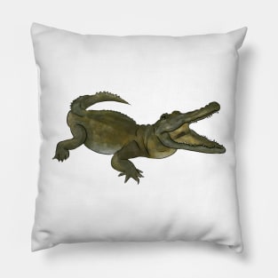 Watercolor Crocodile Illustration Pillow