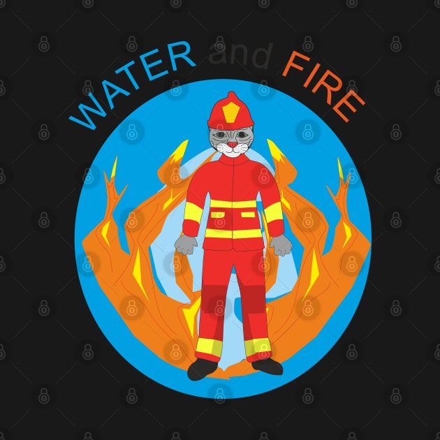 Firefighter cat_water and fire by Alekvik