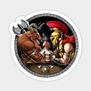 Minotaur vs Spartan Arm Wrestling Magnet