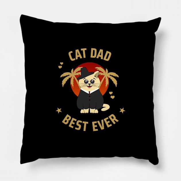 "Cat dad best ever" - Funny cat Trending Pillow by TheSoulinArt